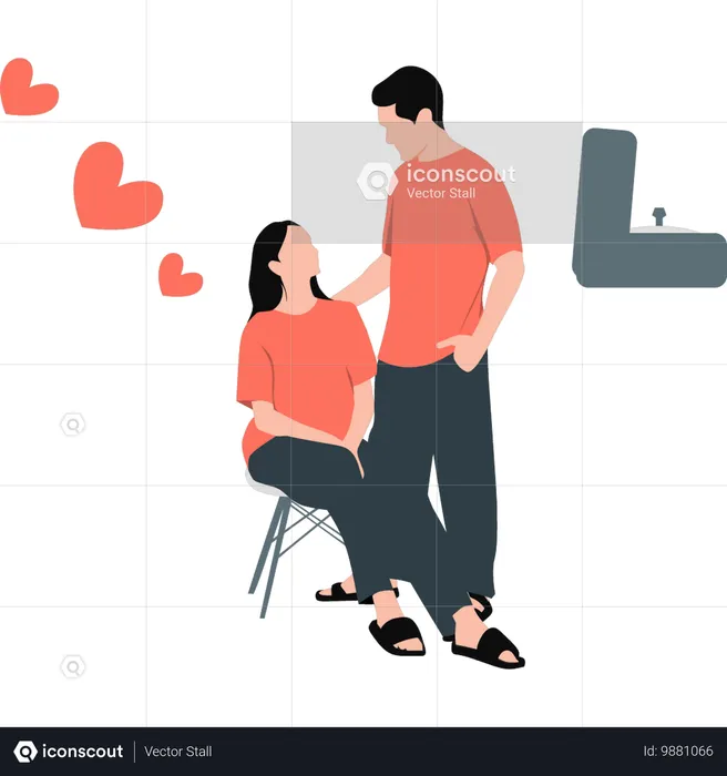 Hombre proponiendo matrimonio a su esposa  Ilustración