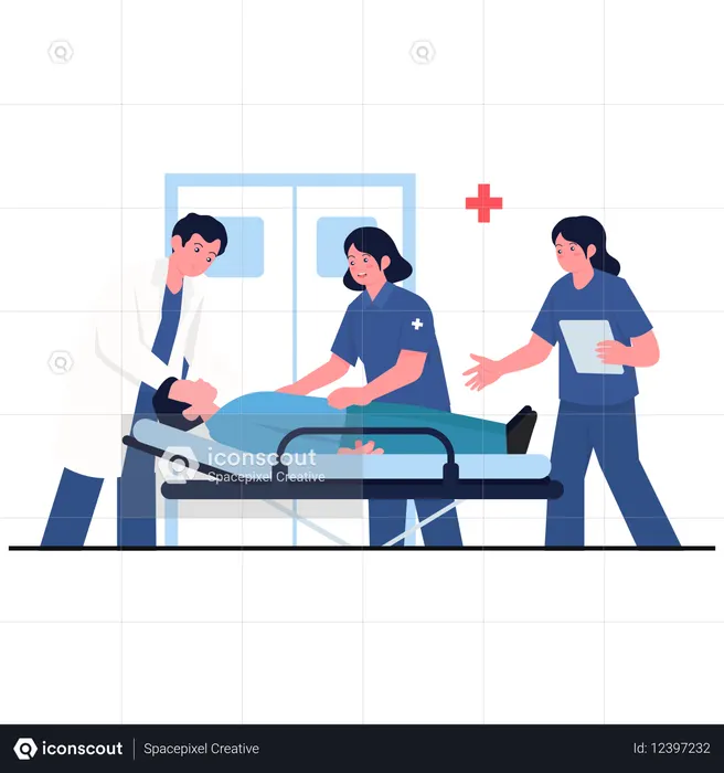 Hombre recibiendo una emergencia médica  Ilustración