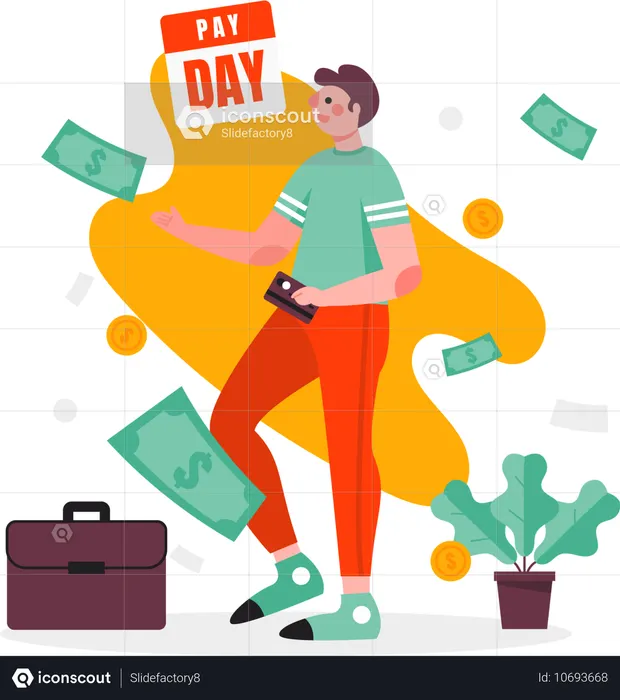 El hombre recibió salario  Ilustración