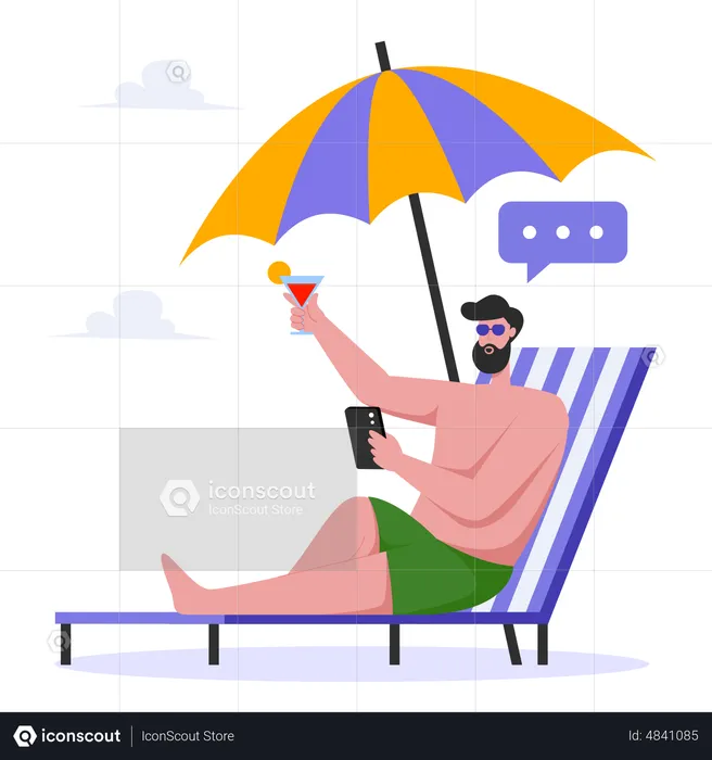 El hombre se relaja en la playa.  Illustration