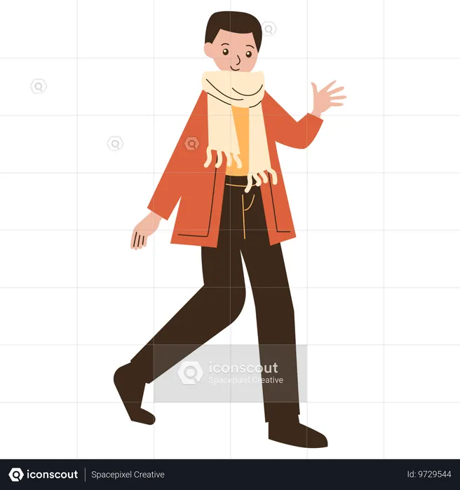 Hombre saliendo mientras disfruta de Autumn Vibes  Ilustración