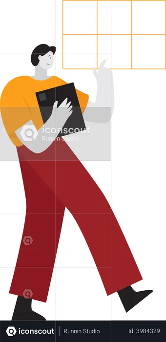 Hombre seleccionando diapositiva  Ilustración