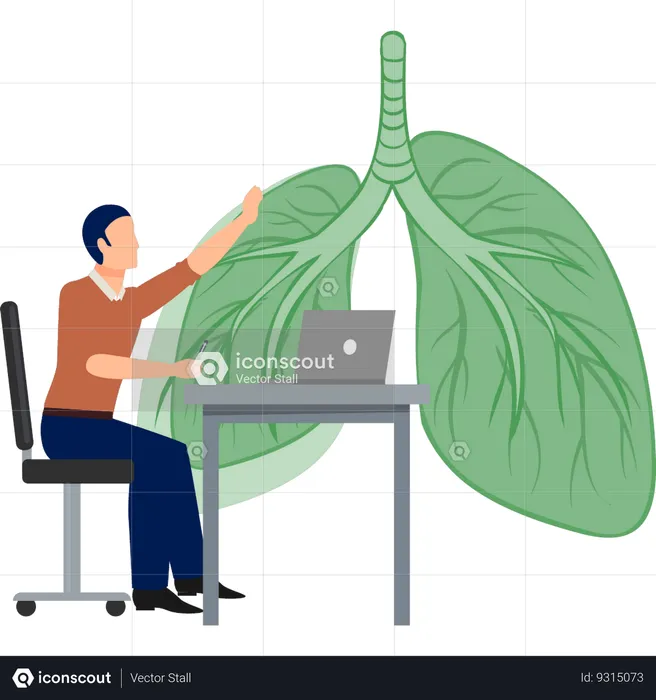 Hombre apuntando pulmones  Ilustración