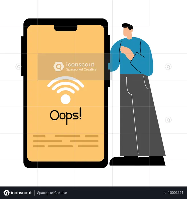 Hombre sin red WiFi  Ilustración