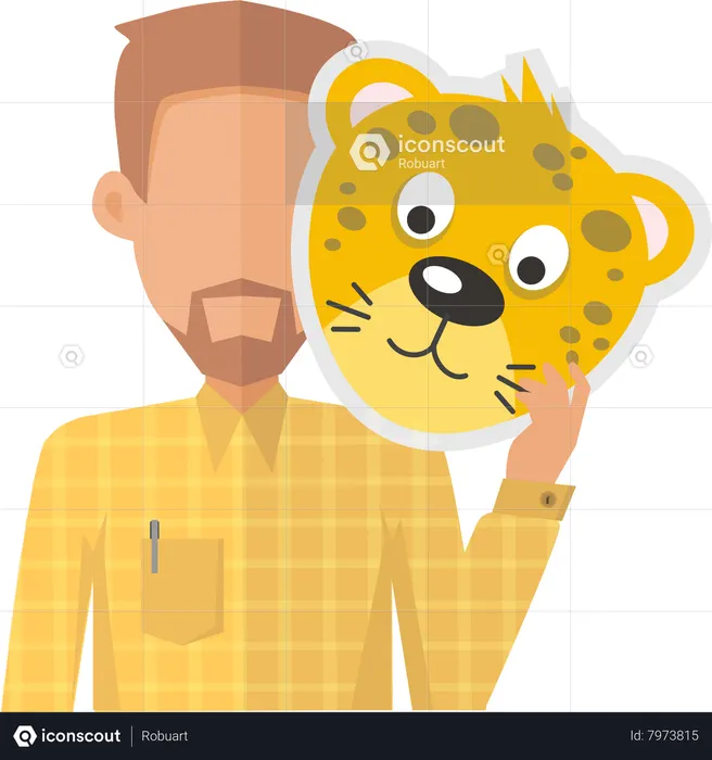 Hombre sin rostro con máscara de tigre  Ilustración