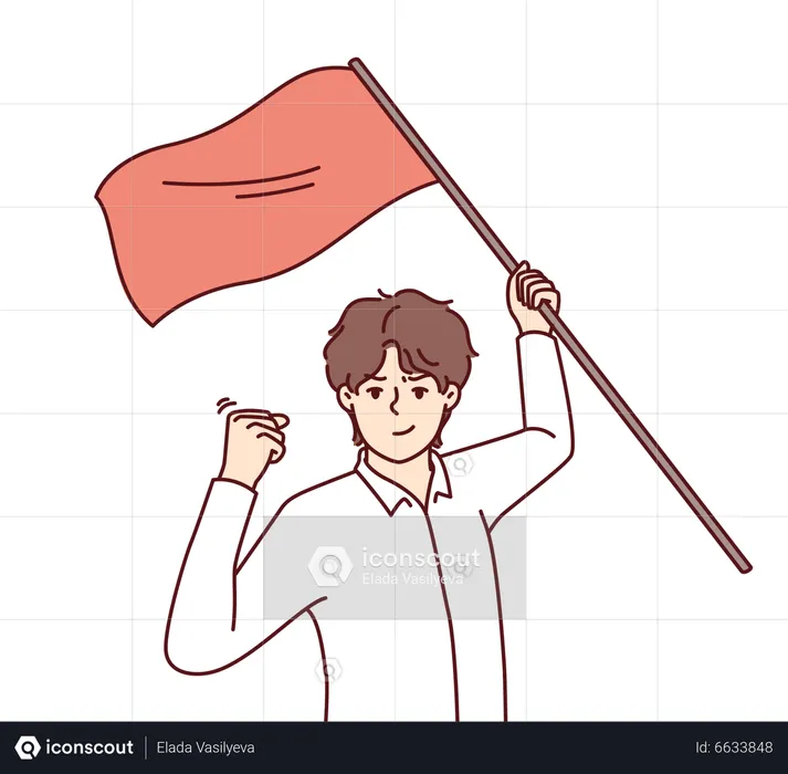 Hombre sosteniendo la bandera  Ilustración