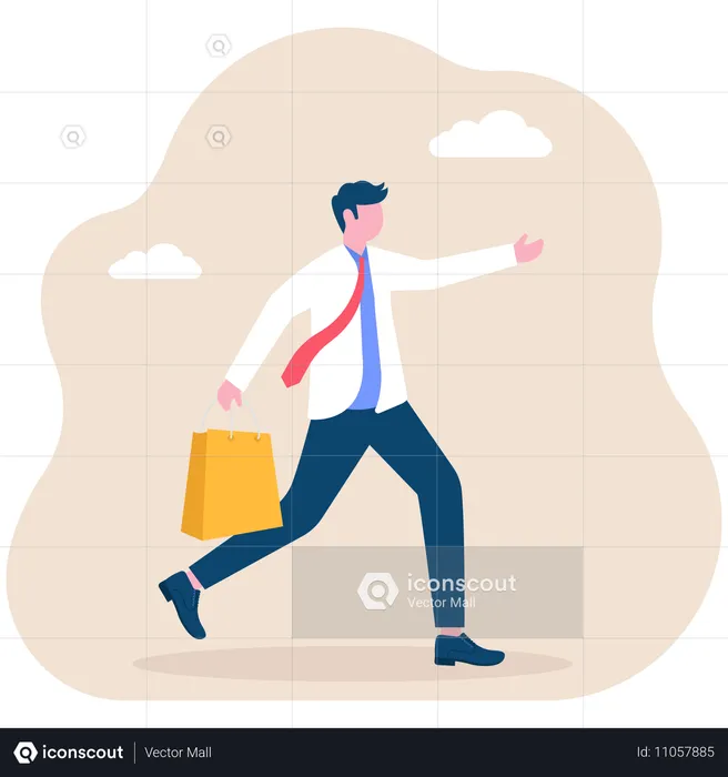 Hombre sujetando bolsas de compras  Ilustración