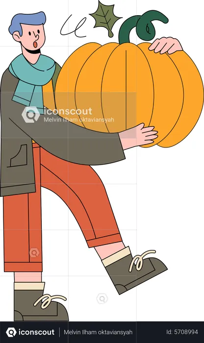 Hombre sujetando calabaza  Ilustración