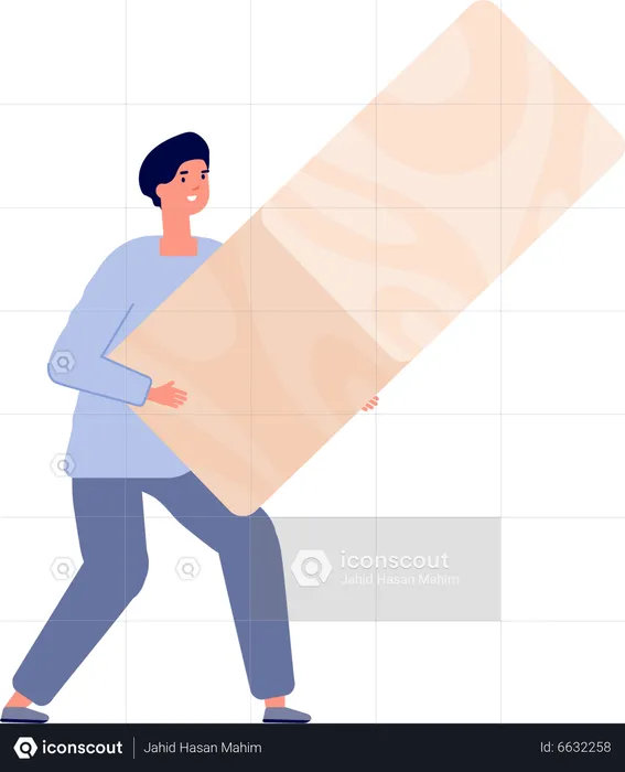 Hombre sujetando cubo de queso  Ilustración