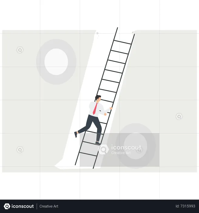 Hombre subiendo la escalera para salir del agujero de la deuda  Ilustración