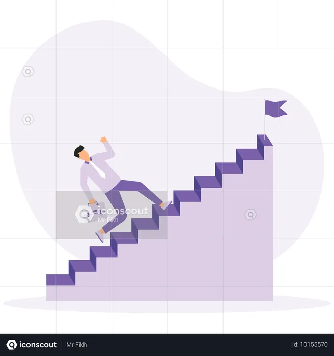 Hombre subiendo escalera para alcanzar el éxito  Ilustración