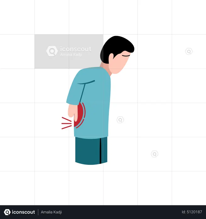 El hombre sufre de dolor de espalda debido a la debilidad ósea  Ilustración