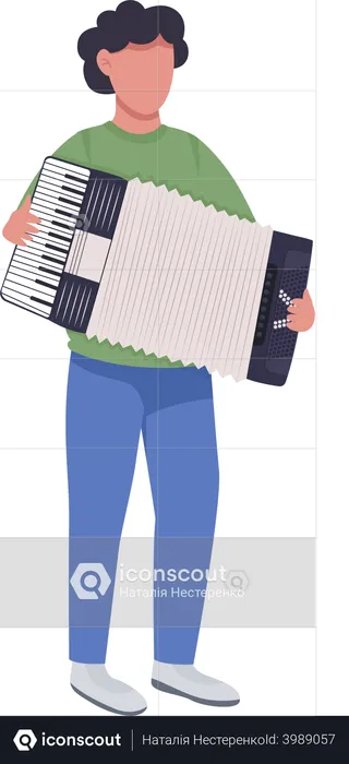 Hombre tocando acordeón  Ilustración