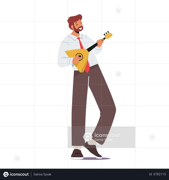 Hombre tocando balalaika  Ilustración