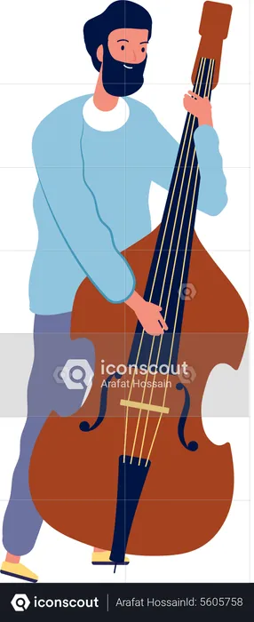 Hombre tocando el contrabajo  Ilustración