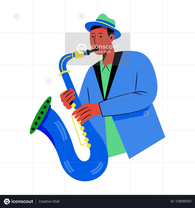 Hombre tocando el saxofón  Ilustración