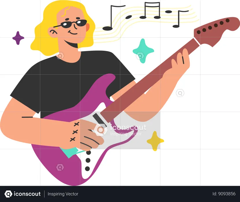 Hombre tocando la guitarra  Ilustración