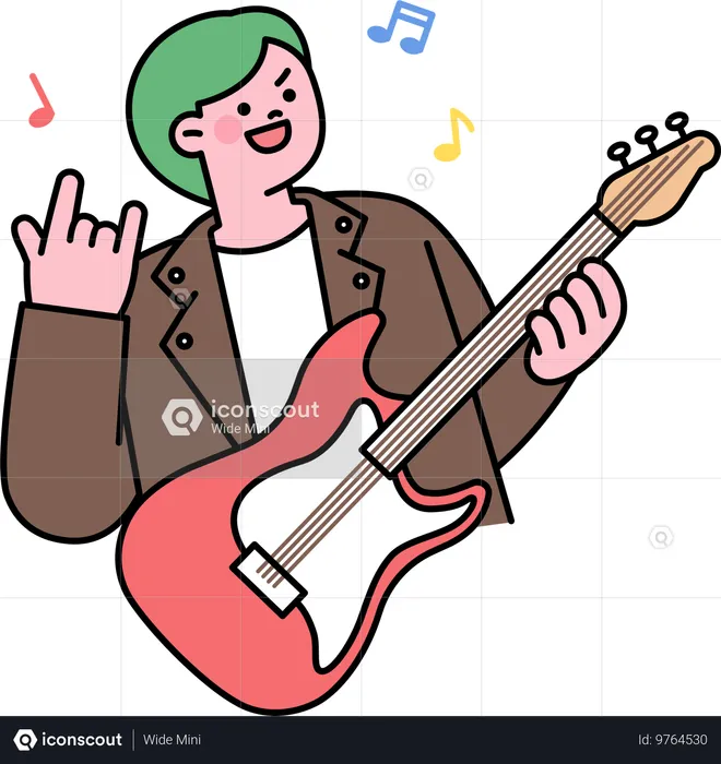 Hombre tocando la guitarra  Ilustración