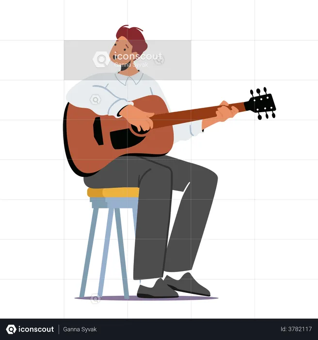 Hombre tocando la guitarra  Ilustración