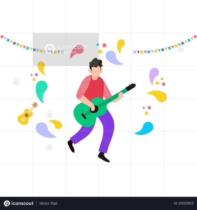 Hombre tocando la guitarra  Ilustración