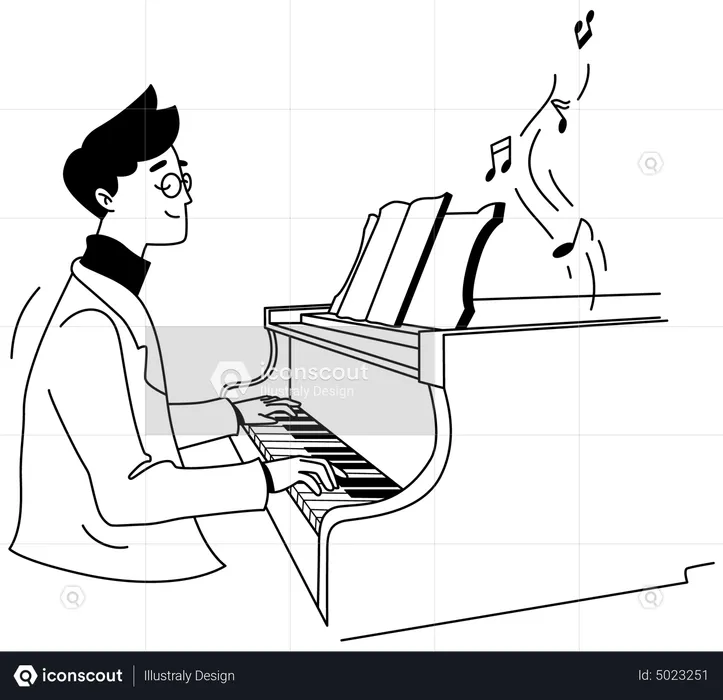 Hombre tocando el piano  Ilustración