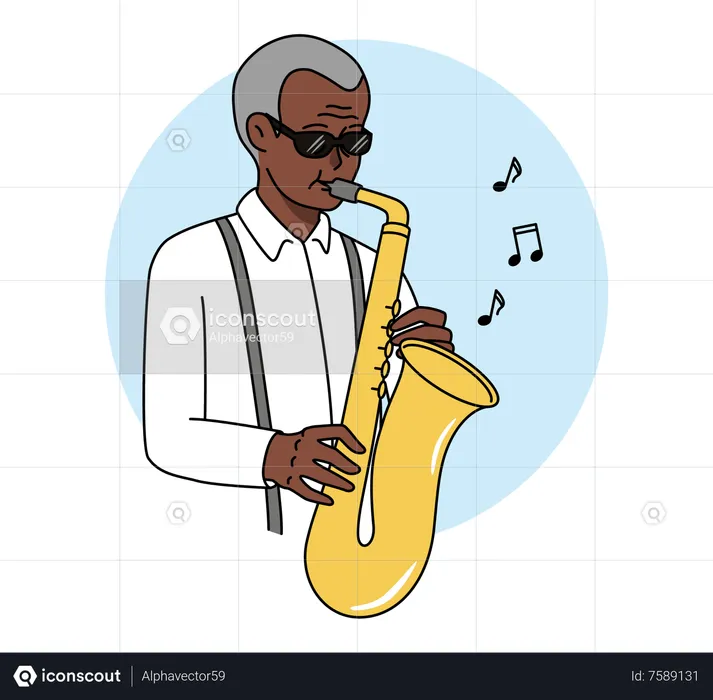 Hombre tocando el saxofón  Ilustración