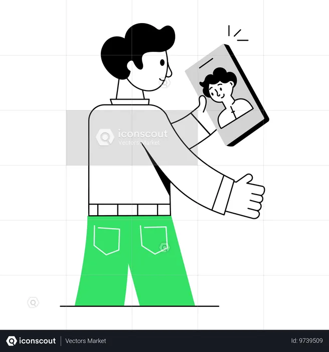 Hombre tomando selfie  Ilustración