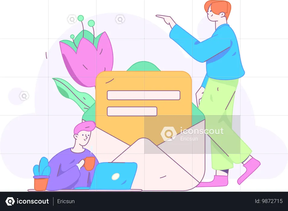 Hombre trabajando en correo comercial  Ilustración