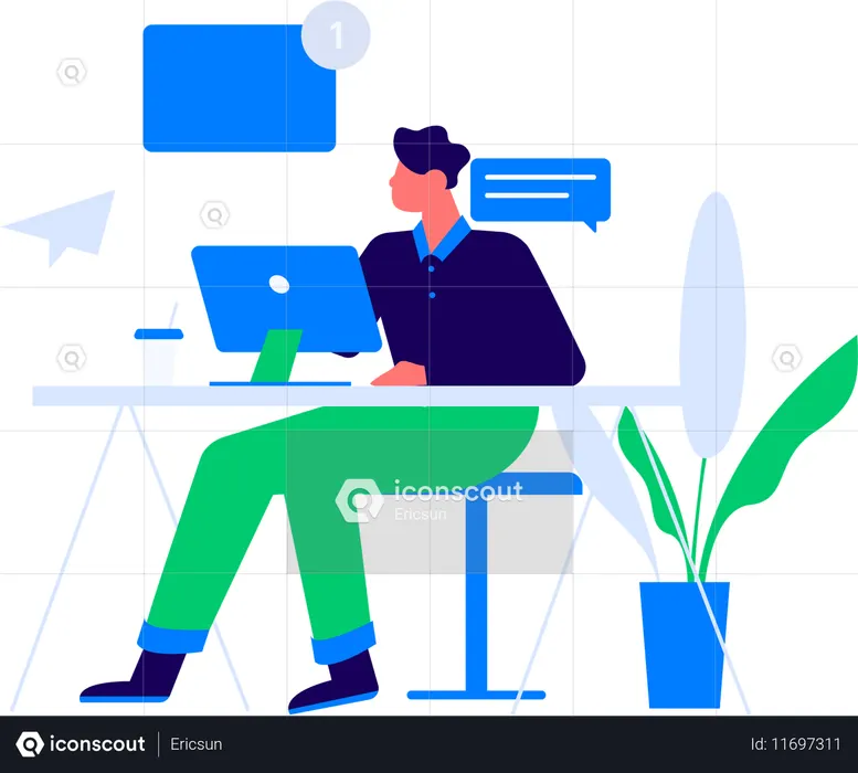 Hombre trabajando en la gestión de tareas.  Ilustración