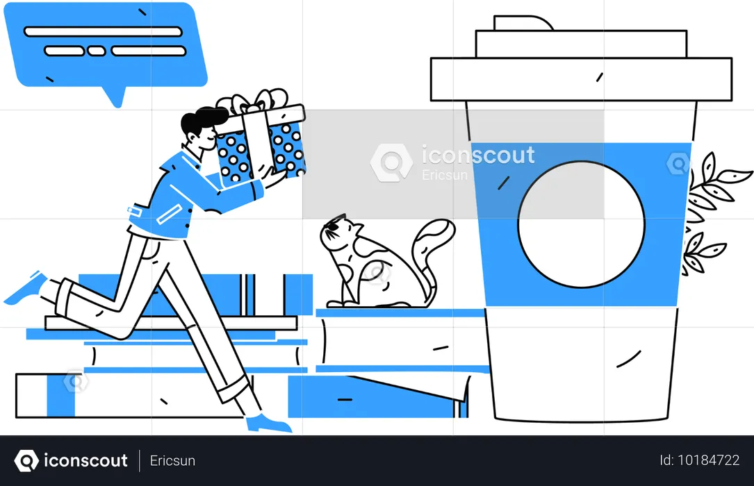 Hombre trabajando en marketing de referencia  Ilustración