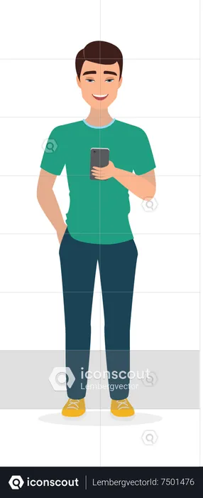 Hombre usando movil  Ilustración