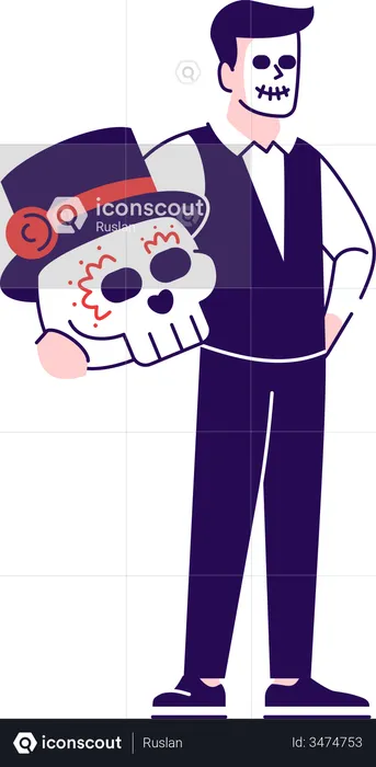 Hombre vestido con disfraz del día de los muertos mexicano  Illustration