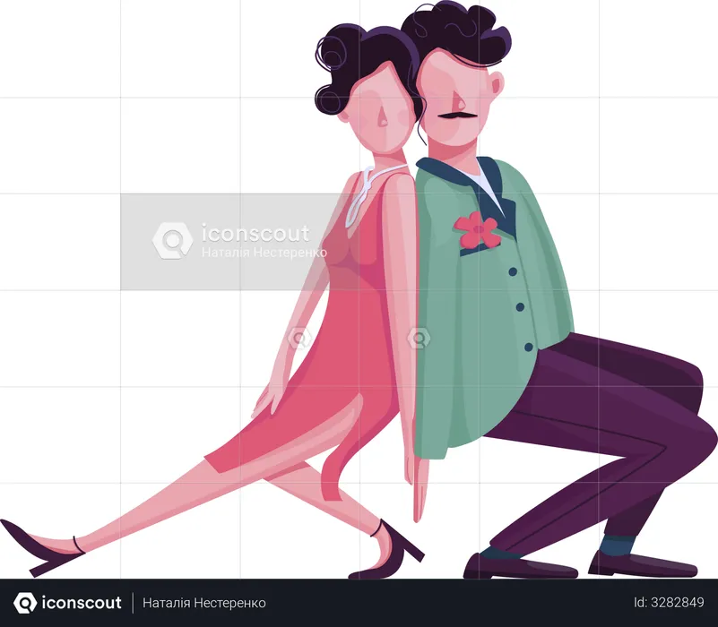 Hombre y mujer bailando tango  Ilustración