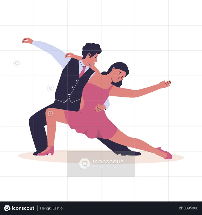 Hombre y mujer bailando salsa.  Ilustración