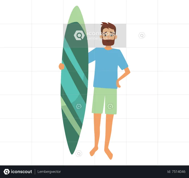 Hombre yendo a surfear  Ilustración