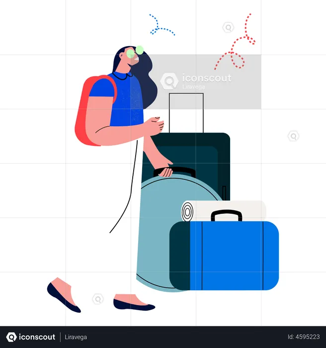 Mujer yendo de vacaciones  Ilustración