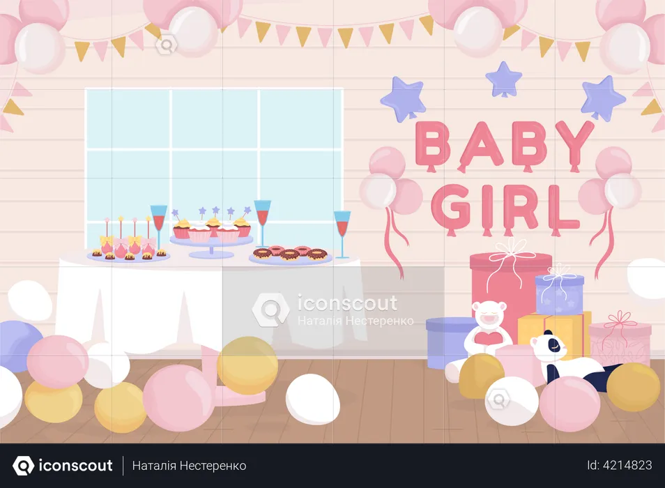 Babyparty zu Hause  Illustration