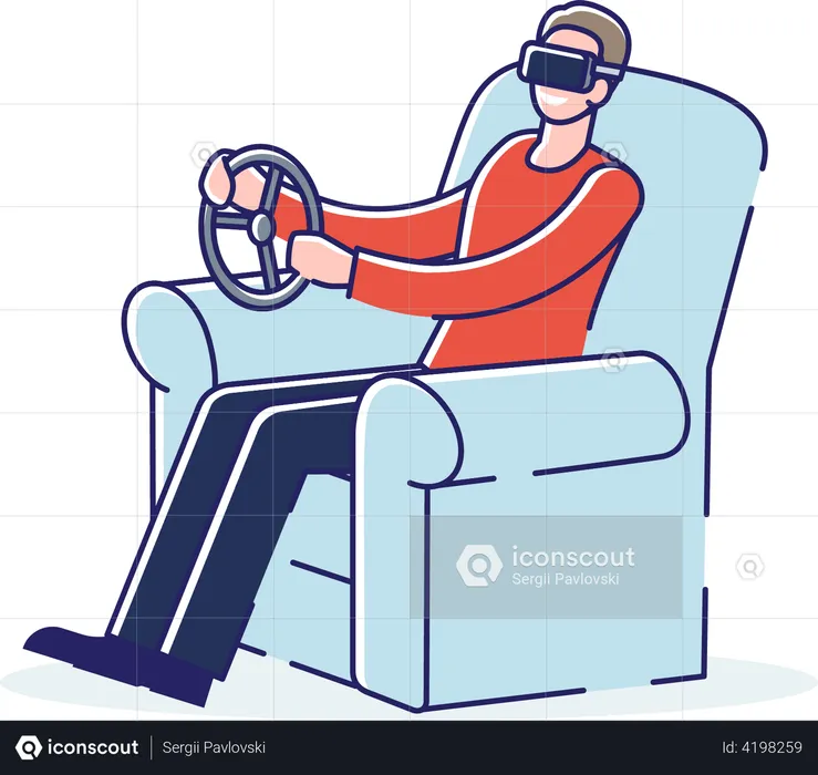 Home car driving simulator for gaming technology  Illustration
