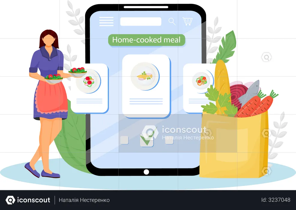 Home-cooked meals online ordering  Illustration