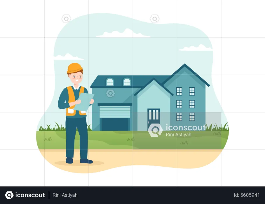 Home Inspector Checks the Condition of the House  Illustration
