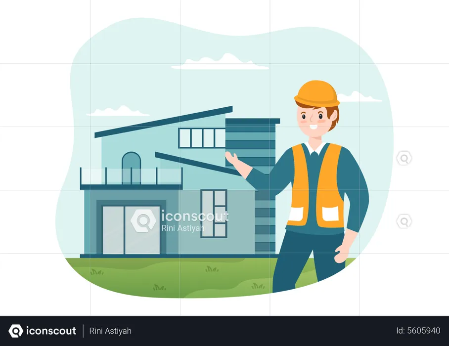 Home Inspector Writes a Report for Maintenance  Illustration