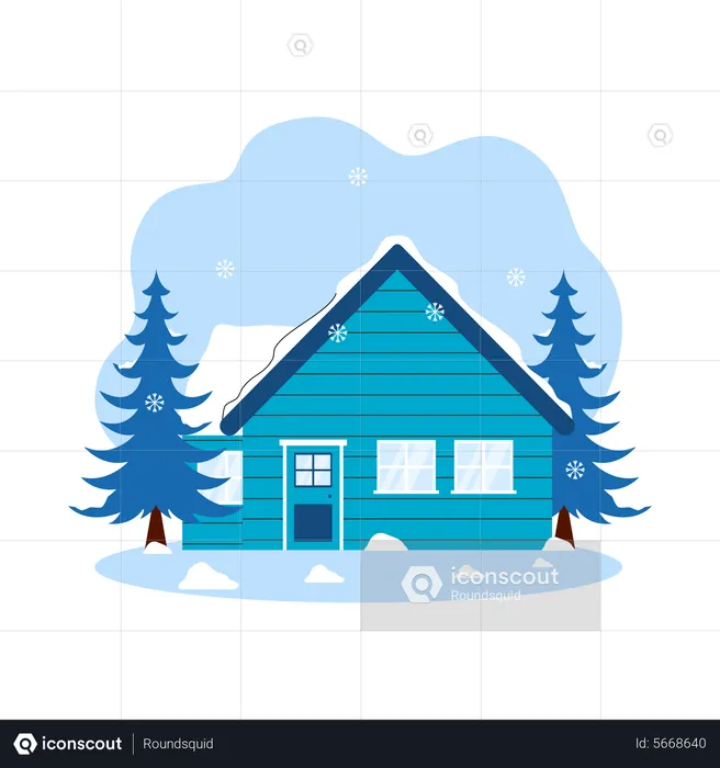 Home is covered with snow  Illustration