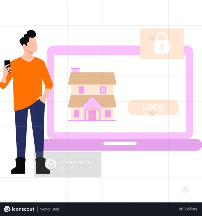 Home locked online  Illustration