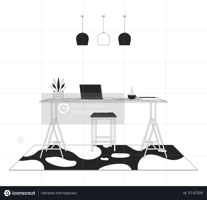 Home office modern furniture  Illustration