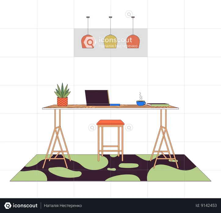 Home office modern furniture  Illustration