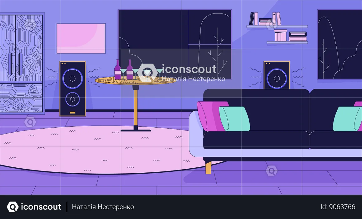 Home party in living room  Illustration