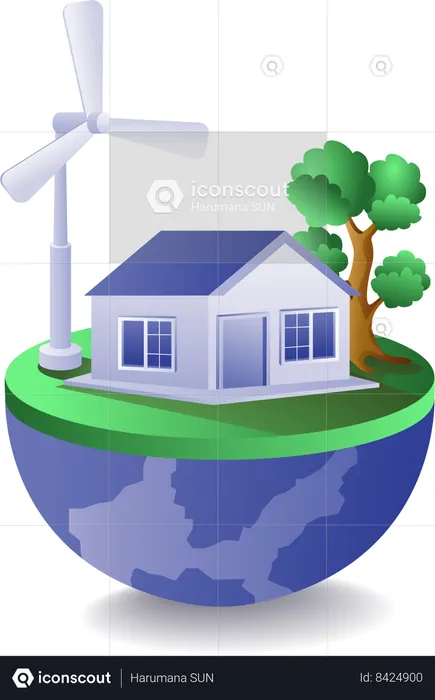 Home windmill eco green  Illustration