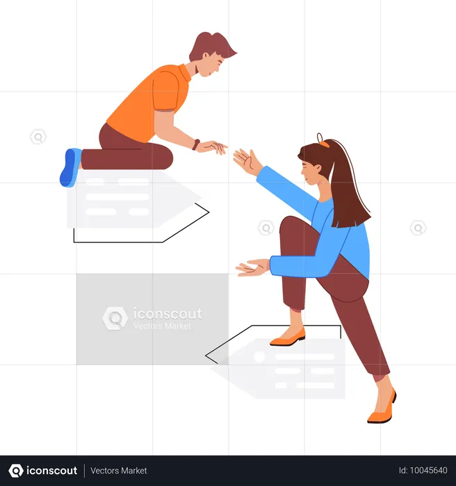 Homem ajudando mulher para Carrier  Ilustração