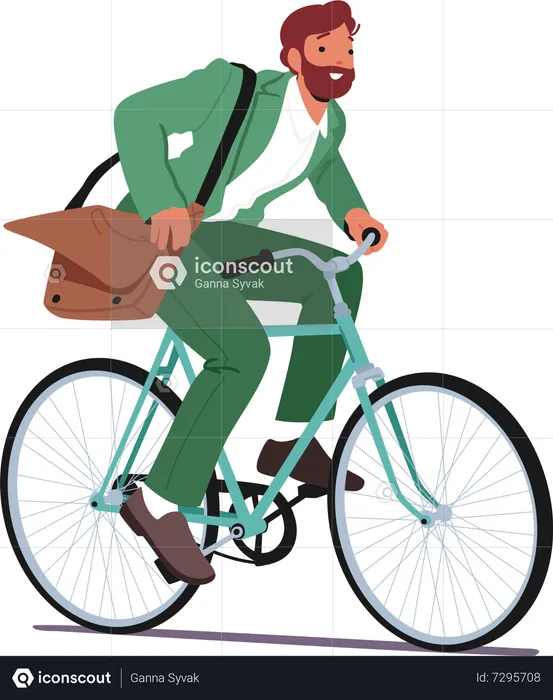 Homem anda de bicicleta  Ilustração