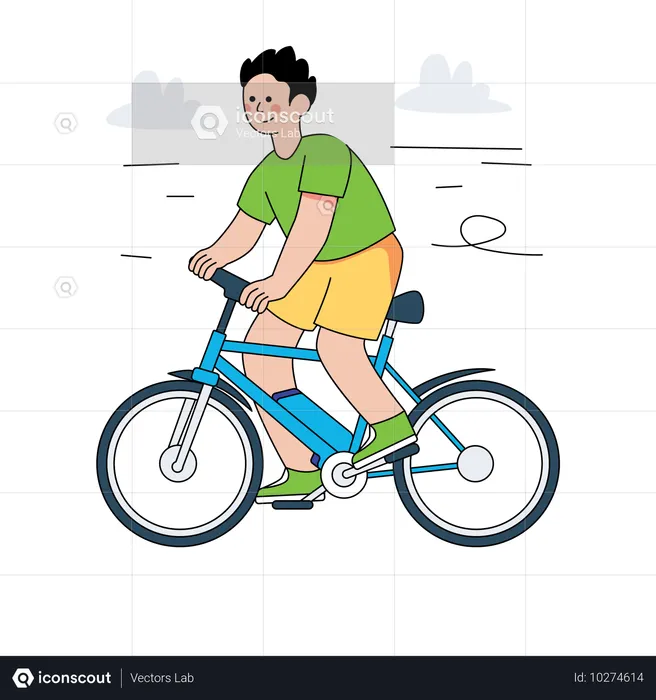 Homem andando de bicicleta  Ilustração